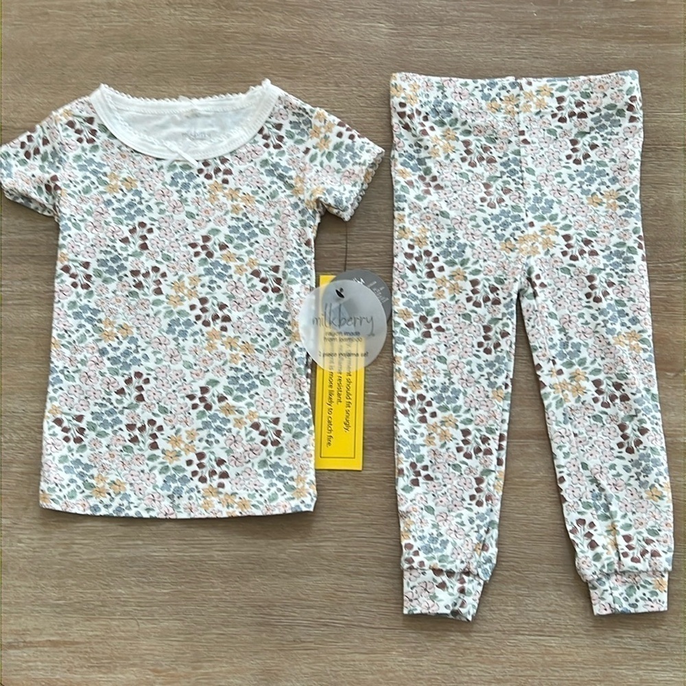Milkberry Toddler Girl Bamboo Floral Summer Pajama Set 3T 5T